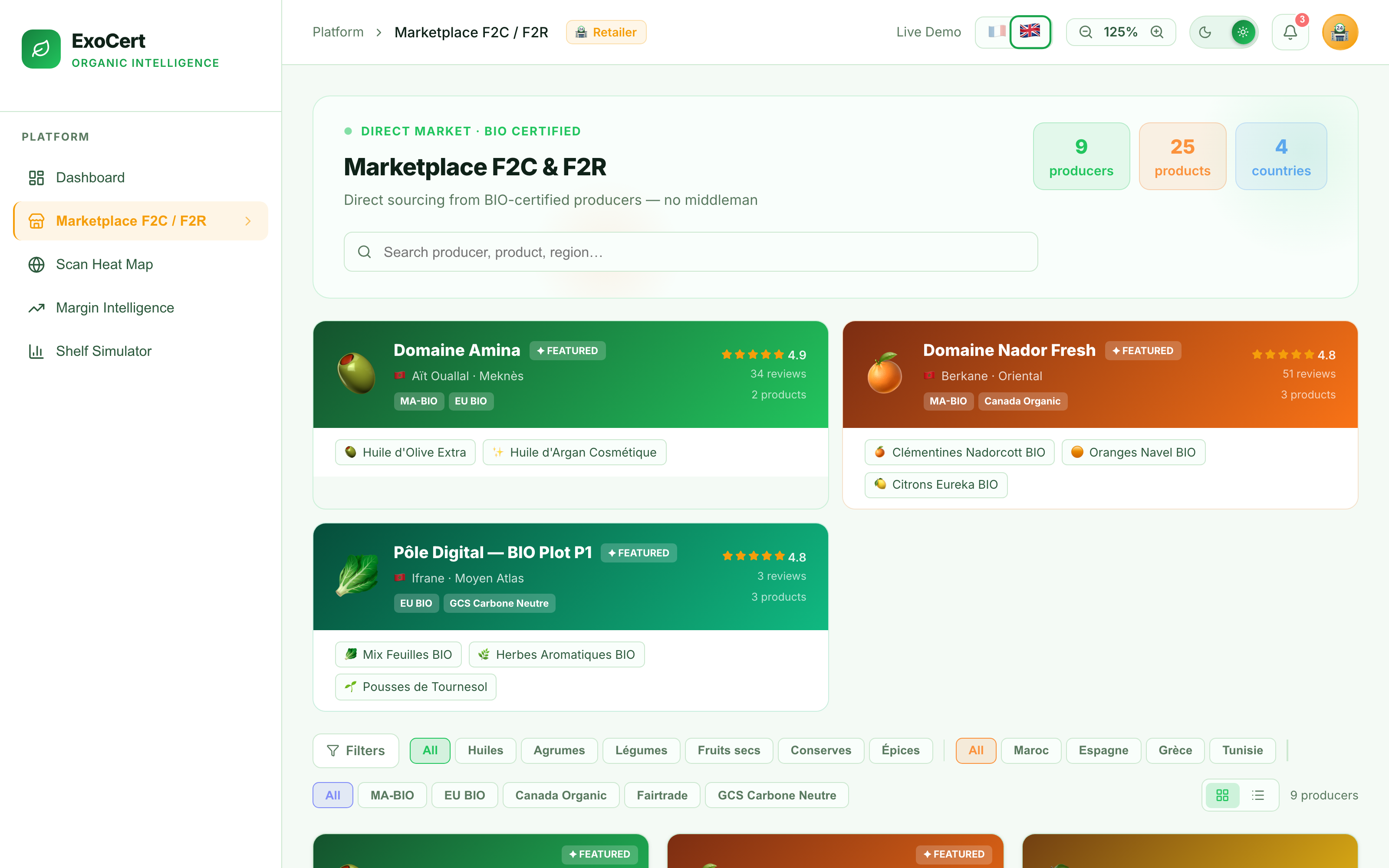 Marketplace F2C/F2R with verified producers